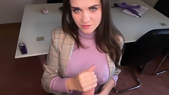 Stepmother Gives Her Stepson A Sensual Handjob And Shows Off Her Perky Nipples