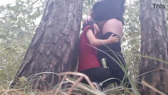 Lesbian Girls Enjoy Steamy Sex Under Tree To Keep Warm