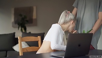 Verified Model Eva Elfie Experiences A Messy Creampie In Her Petite Schoolgirl Pussy During A Zoom Lesson