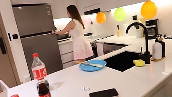 I Had A Roleplay With My Friend’s Mom In The Kitchen After His Birthday And It Was Hot.